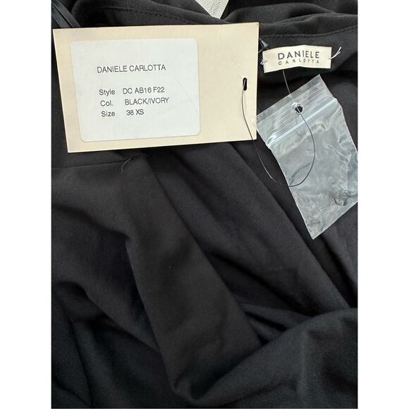 NWT Daniele Carlotta Sleeveless Colorblock One Shoulder Gown Black Ivory Size XS - Picture 12 of 12